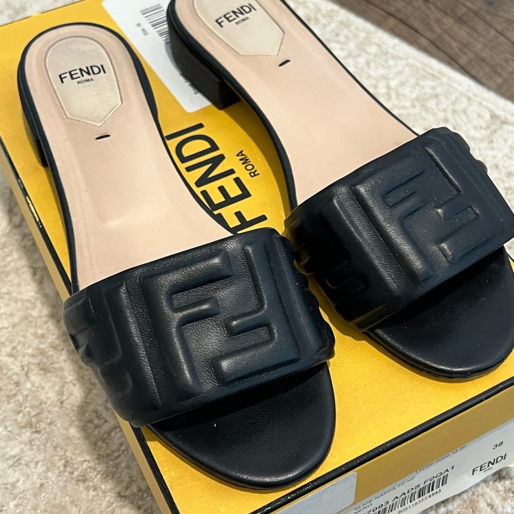 Fendi Black Slide Sandals